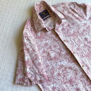 Brook Taverner Men's Classic Fit Linen Cotton Tropical Print Button Down‎ Shirt